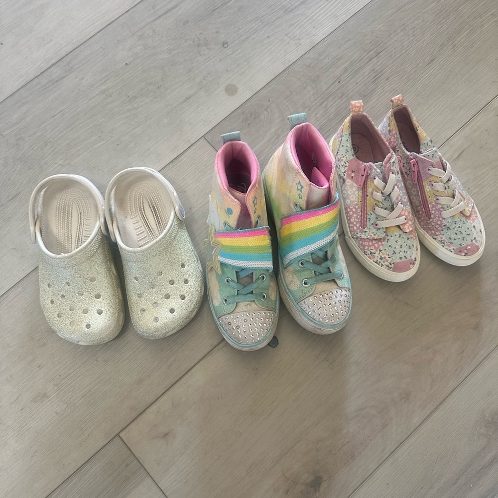 Kids Glitter Clogs and Rainbow Sneakers